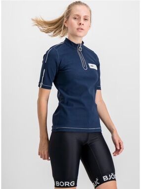 Björn Borg x Robyn shortsleeve half-zip training polo T shirt slim fit navy 6